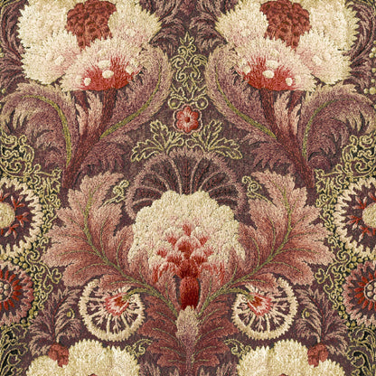 Mallion & Knowles Tapestry Crimson Fire Retardant Curtains texture detail