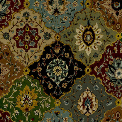 Mallion & Knowles Kashmir Forest/Terracotta Fire Retardant Curtains texture detail