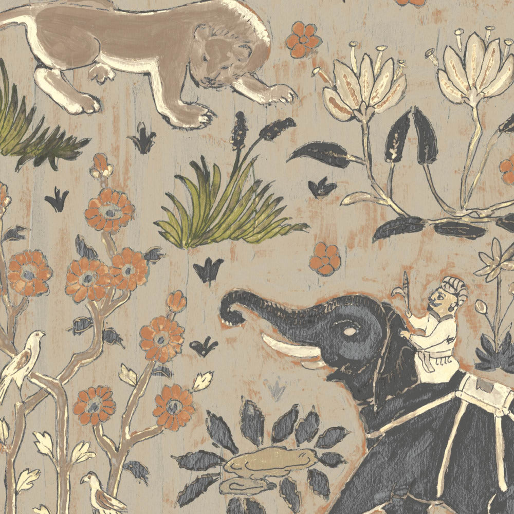 Mallion & Knowles Maharaja Beige Fire Retardant Curtains texture detail
