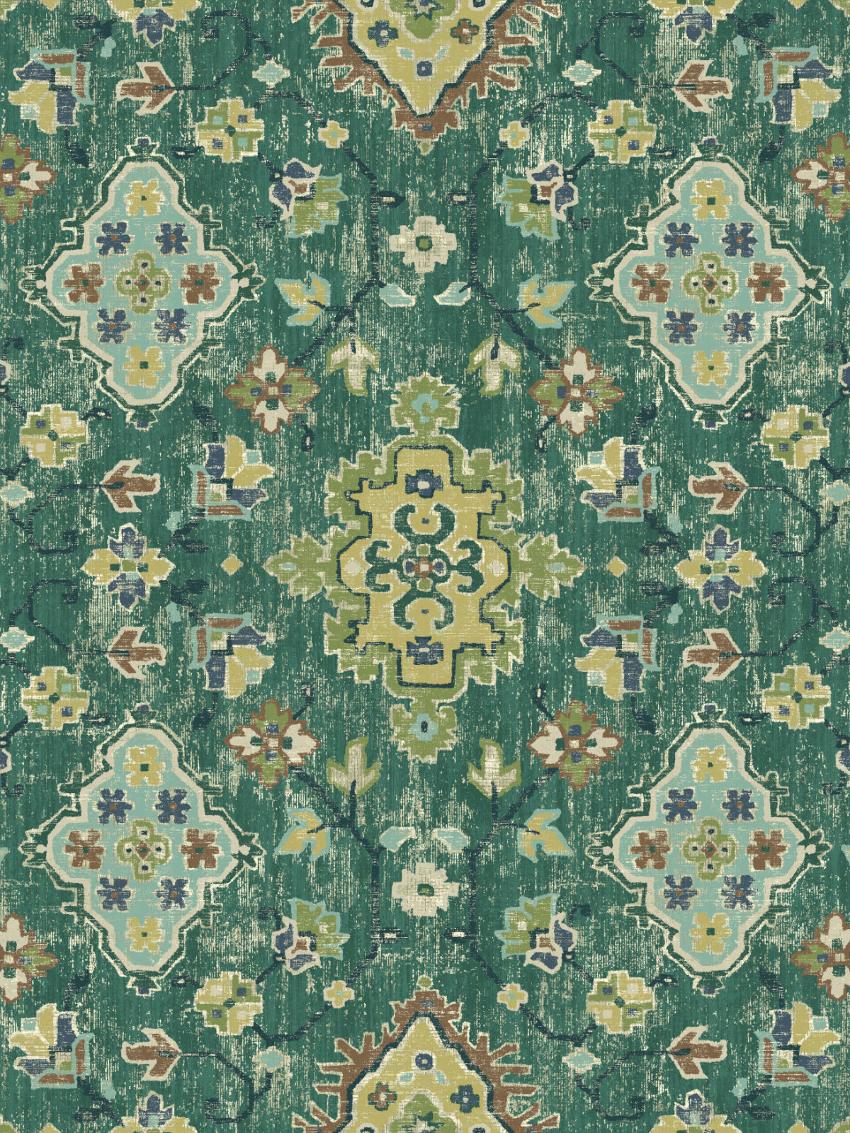 Edmund Bell Fiesta Pesto fabric flat