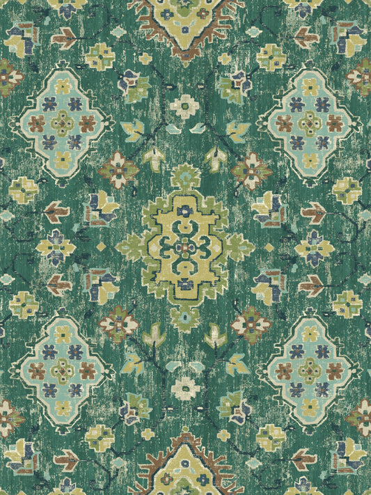 Edmund Bell Fiesta Pesto fabric flat