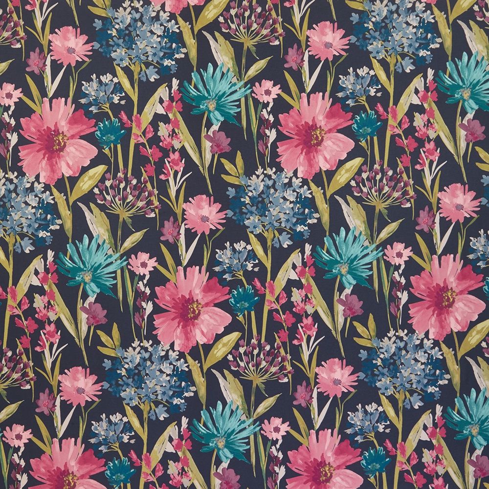 ILIV Fleur Navy Fire Retardant Curtains