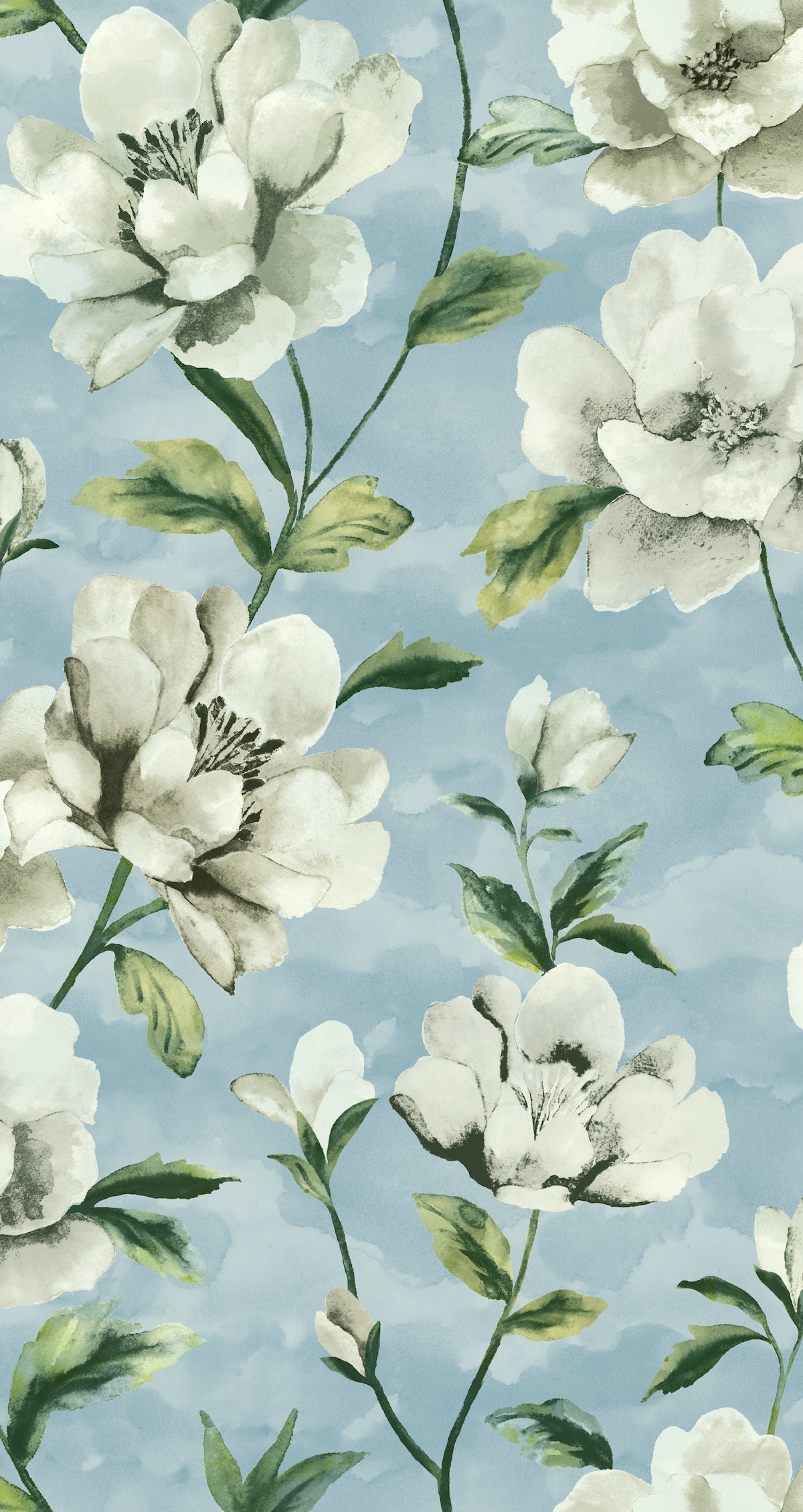 Gardenia Mineral - Edmund Bell Nature Reserve print fabric flat