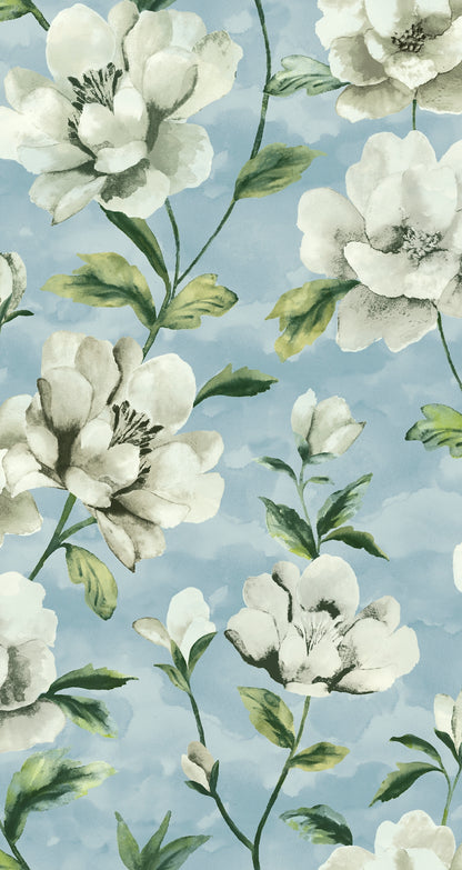 Gardenia Mineral - Edmund Bell Nature Reserve print fabric flat