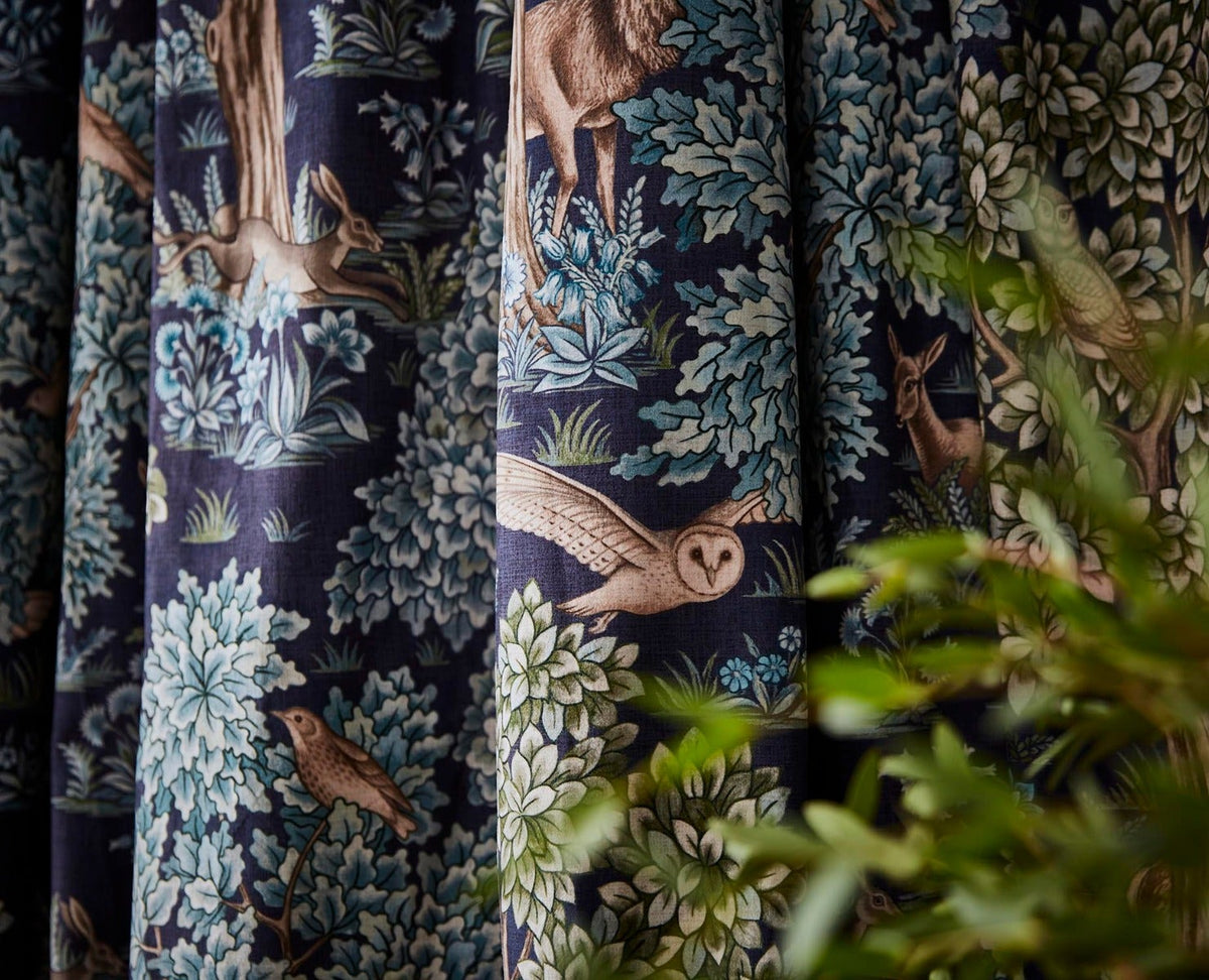 ILIV Forest Canopy Sapphire Fire Retardant Curtains wavy