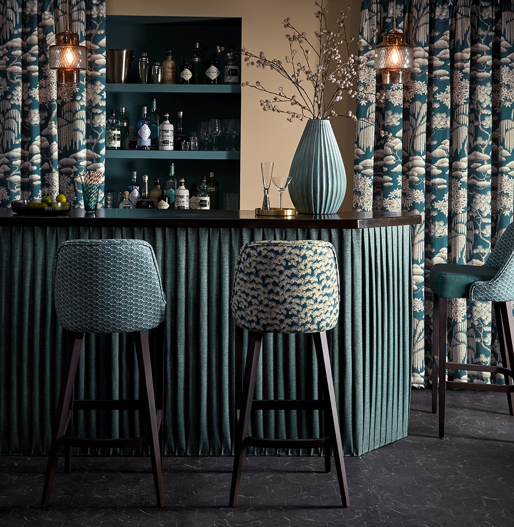ILIV Matsu Slate Blue Fire Retardant Curtains lifestyle