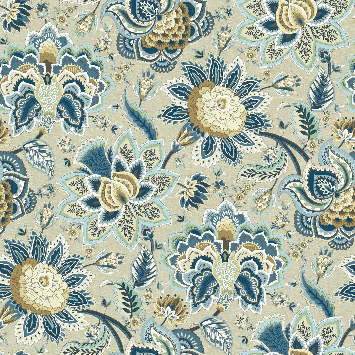 Edmund Bell Imari Denim Fire Retardant Curtain Fabric