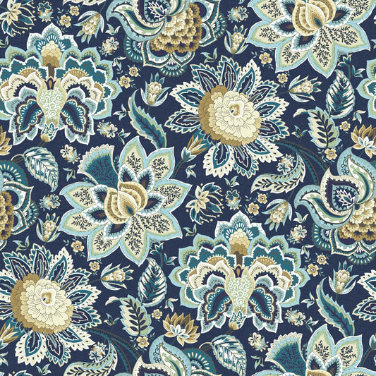 Edmund Bell Imari Indigo Fire Retardant Curtain Fabric
