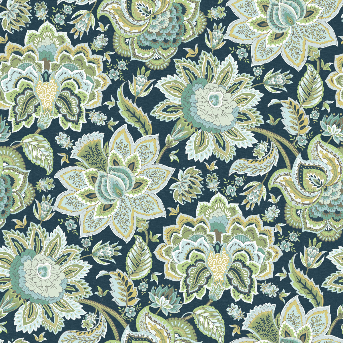 Edmund Bell Imari Teal Fire Retardant Curtain Fabric