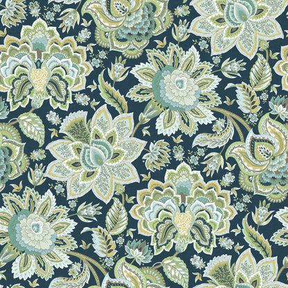 Edmund Bell Imari Teal Fire Retardant Curtain Fabric