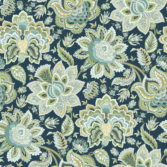 Edmund Bell Imari Teal Fire Retardant Curtain Fabric