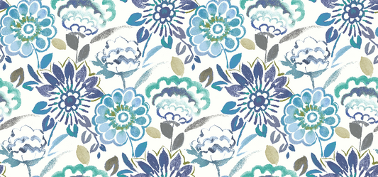 Jardin Blueberry FR curtain fabric flat