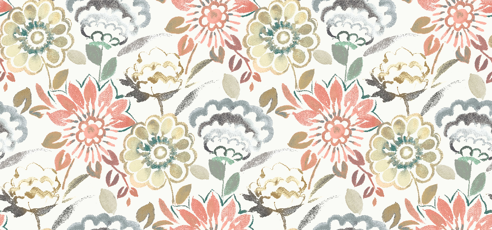 Jardin Salmon FR curtain fabric flat