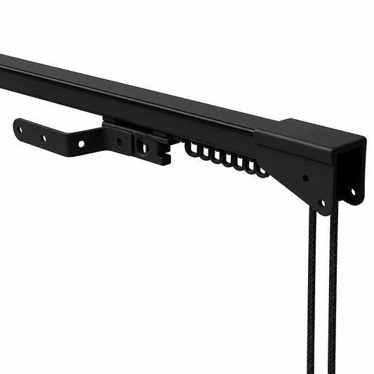 K-Section Corded contract curtain track kit in black