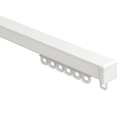 K-Section Uncorded contract curtain track in white – spring-loaded ceiling bracket