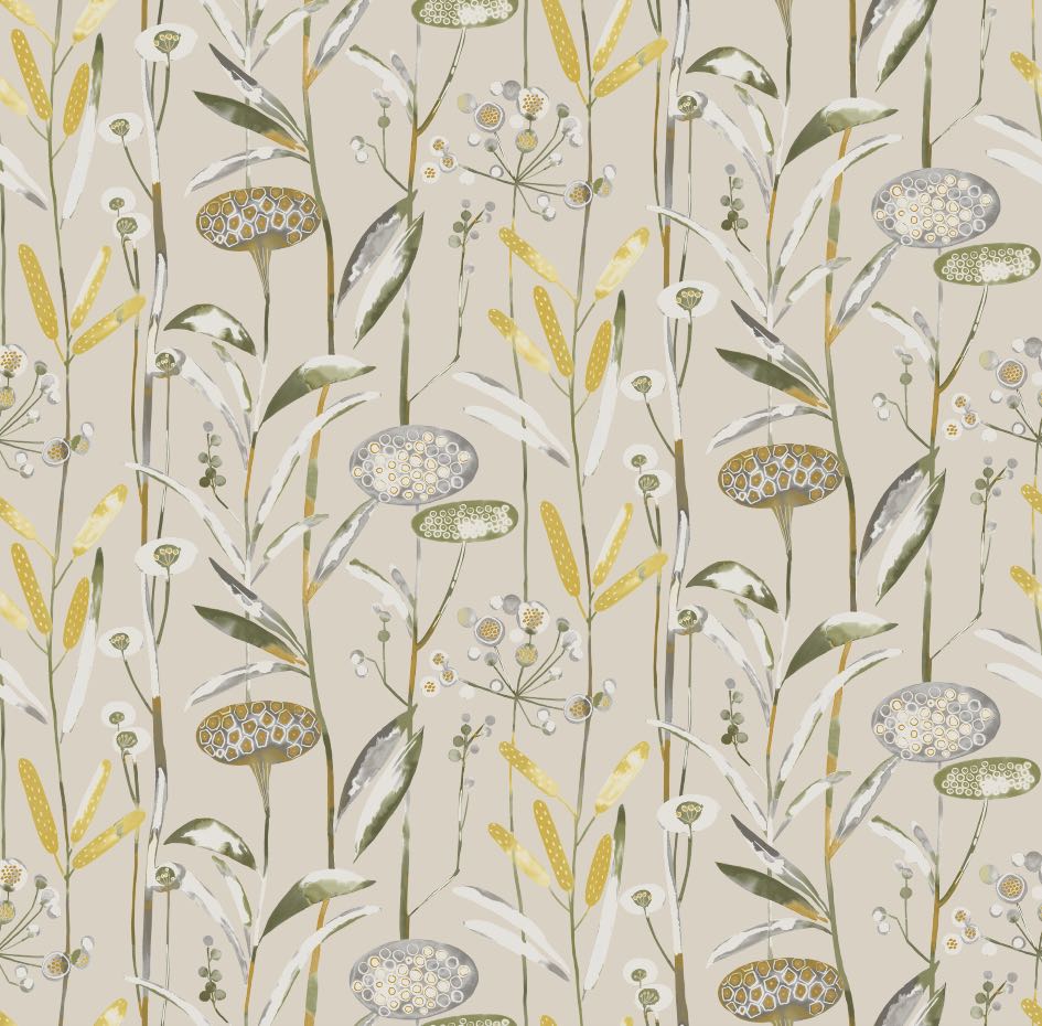 Edinburgh Weavers Katniss Lemon Fire Retardant Curtains
