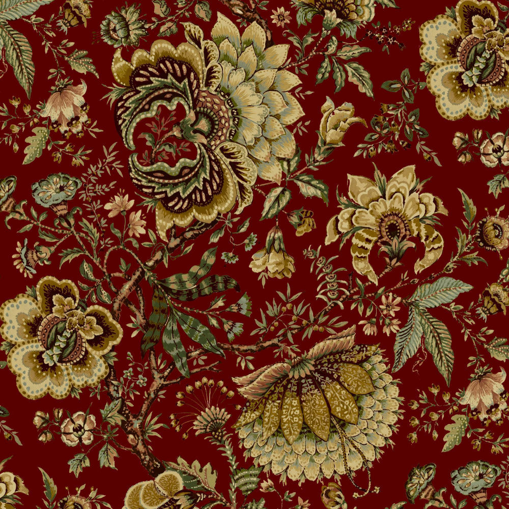 Mallion & Knowles Amritsar Crimson Fire Retardant Curtains texture detail