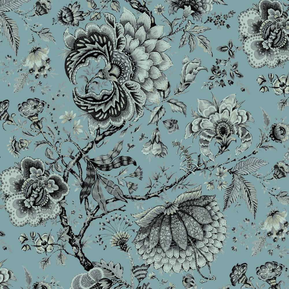 Mallion & Knowles Amritsar Cyan Fire Retardant Curtains texture detail