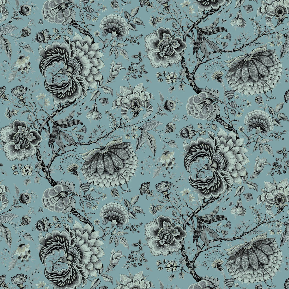 Mallion & Knowles Amritsar Cyan Fire Retardant Curtains