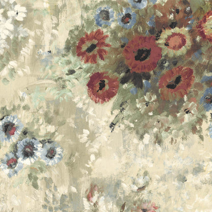 Mallion & Knowles April Chintz/Beige Fire Retardant Curtains texture detail
