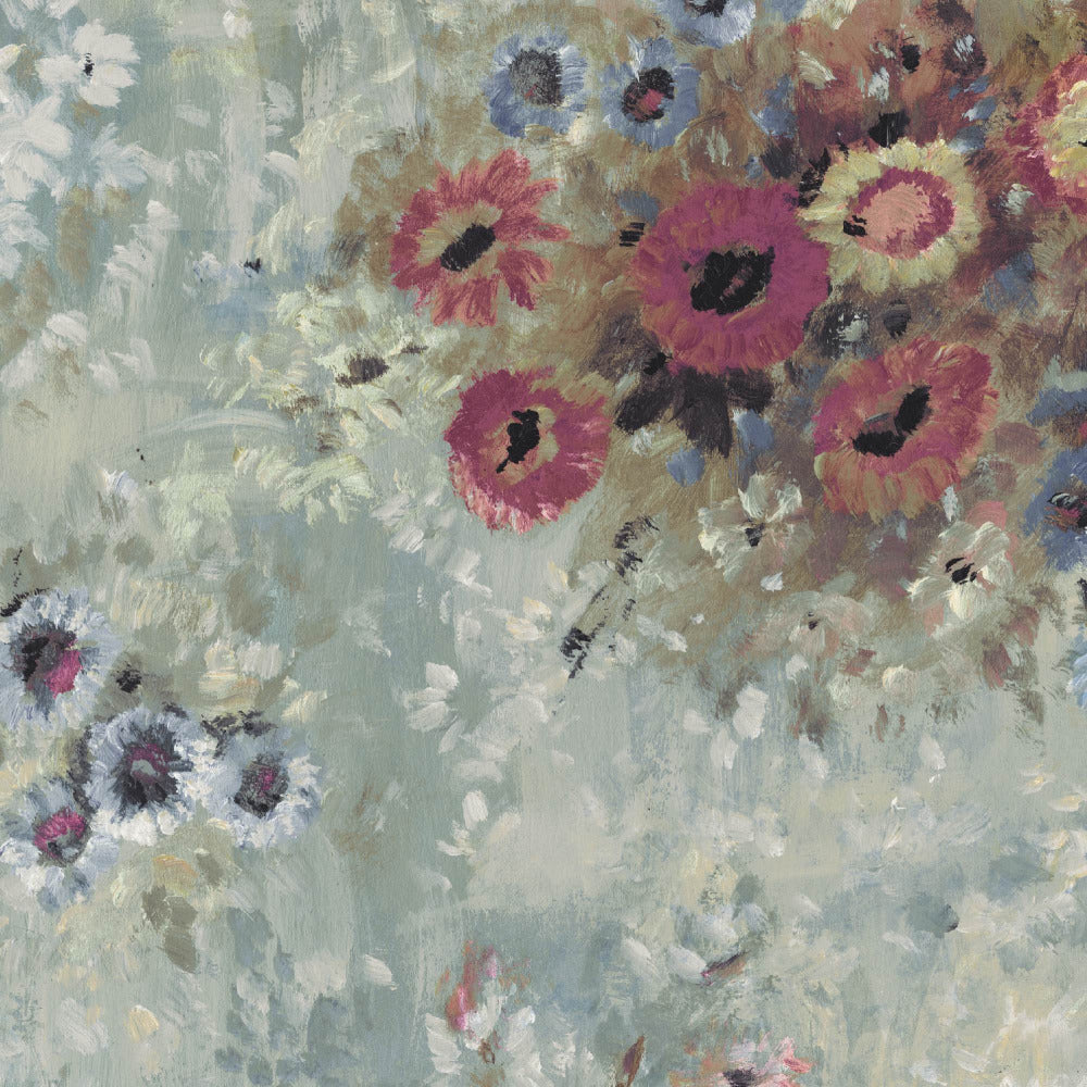 Mallion & Knowles April Rose/Jade Fire Retardant Curtains texture detail