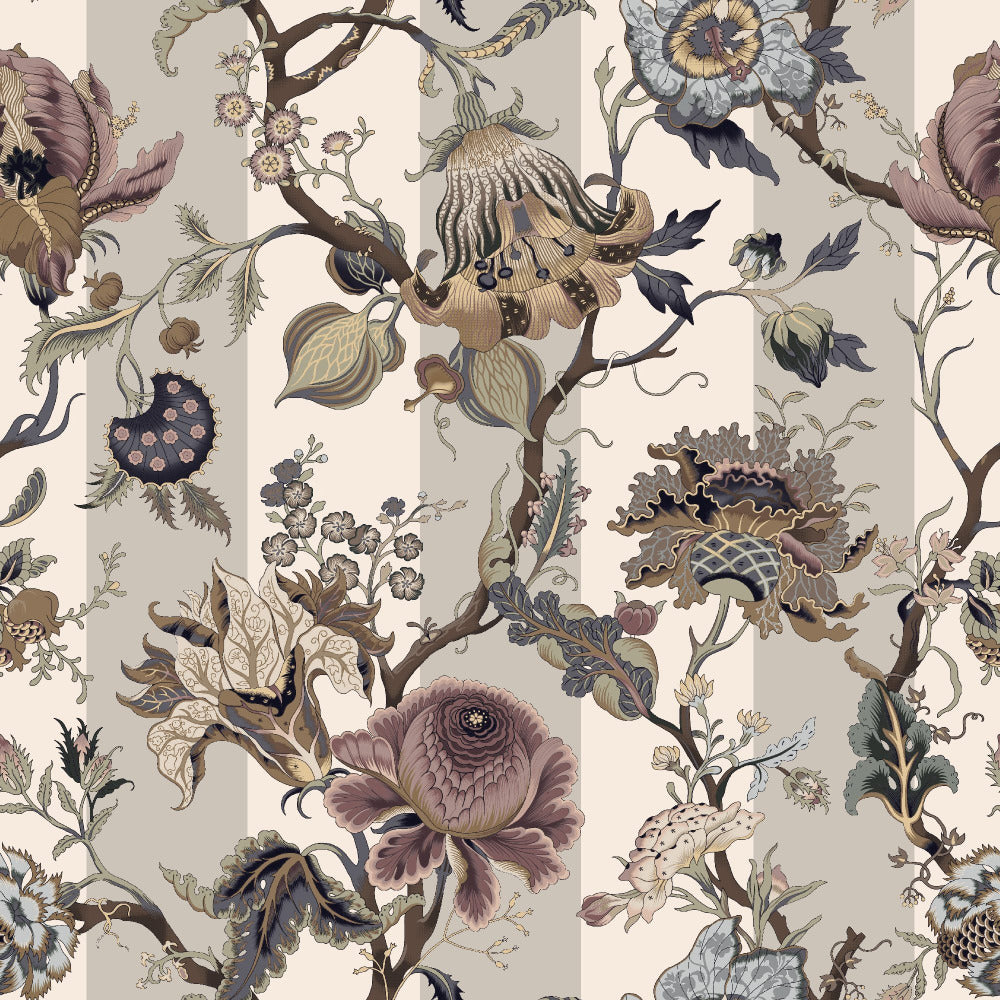 Mallion & Knowles Athena Stripe Antique Fire Retardant Curtains texture detail