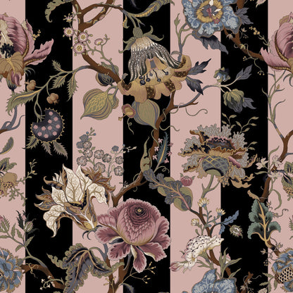 Mallion & Knowles Athena Stripe Blush Fire Retardant Curtains texture detail