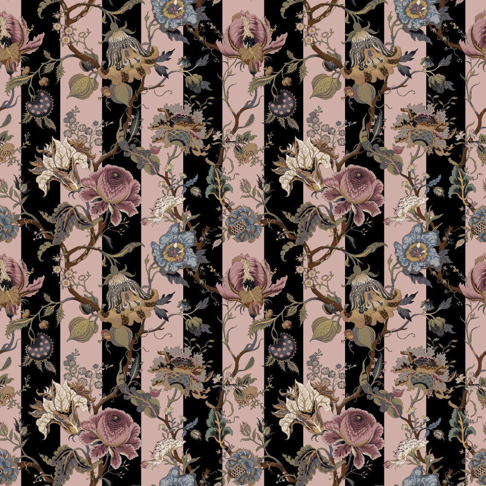 Mallion & Knowles Athena Stripe Blush Fire Retardant Curtains