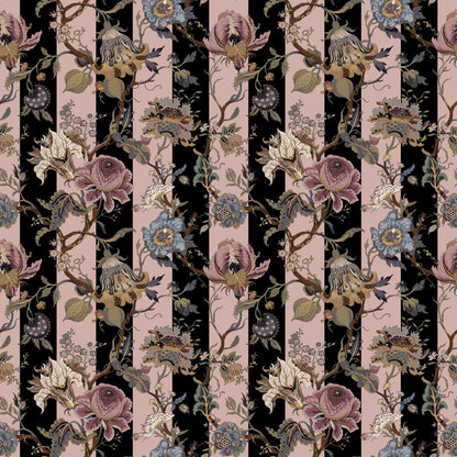 Mallion & Knowles Athena Stripe Blush Fire Retardant Curtains