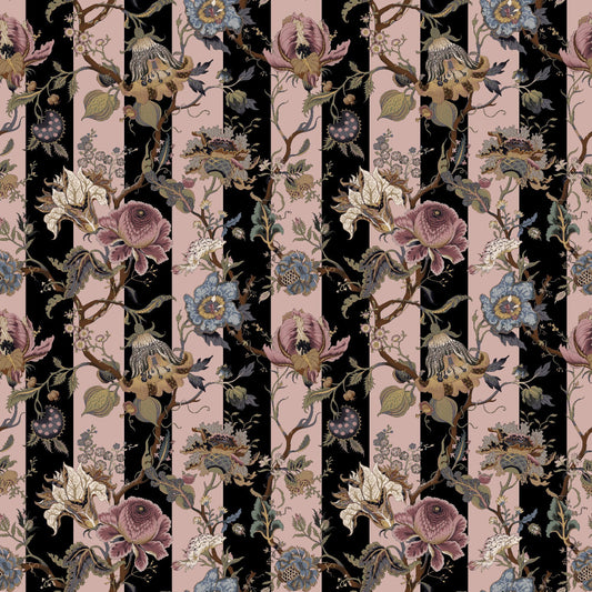 Mallion & Knowles Athena Stripe Blush Fire Retardant Curtains