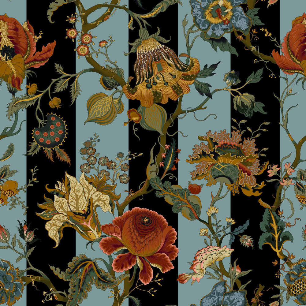 Mallion & Knowles Athena Stripe Jade Fire Retardant Curtains texture detail