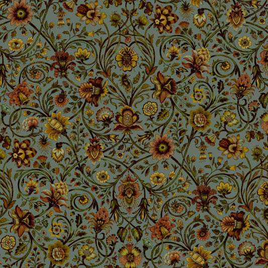 Mallion & Knowles Baroda Amber/Sage Fire Retardant Curtains