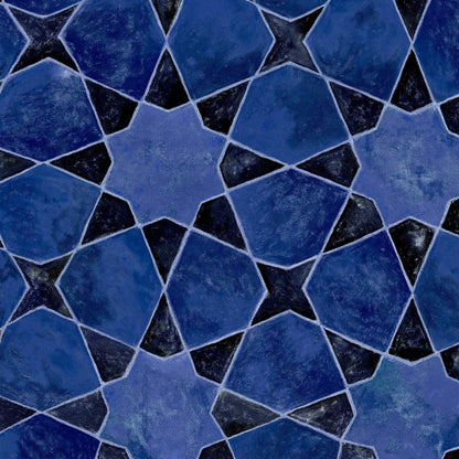 Mallion & Knowles Bazaar Ultramarine Fire Retardant Curtains texture detail