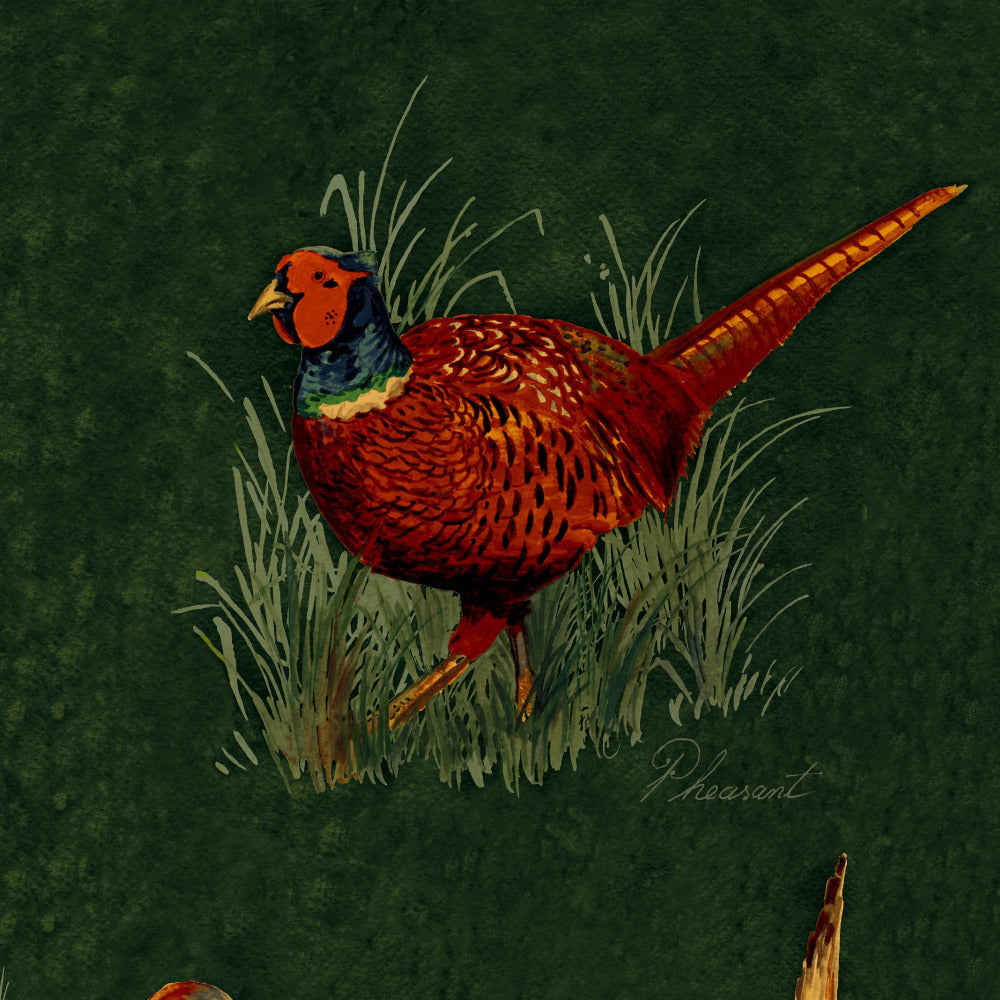 Mallion & Knowles Game Birds Forest Fire Retardant Curtains texture detail