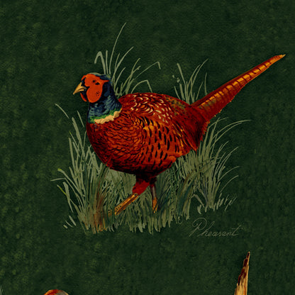 Mallion & Knowles Game Birds Forest Fire Retardant Curtains texture detail