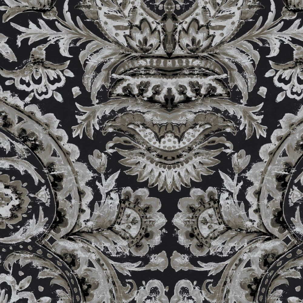 Mallion & Knowles Grosvenor Black/Silver Fire Retardant Curtains texture detail