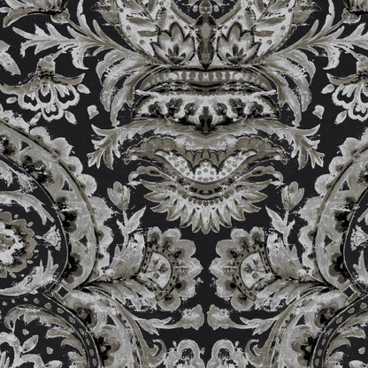 Mallion & Knowles Grosvenor Black/Silver Fire Retardant Curtains texture detail