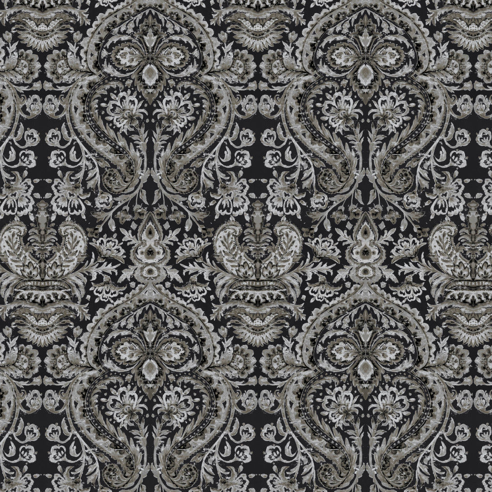 Mallion & Knowles Grosvenor Black/Silver Fire Retardant Curtains