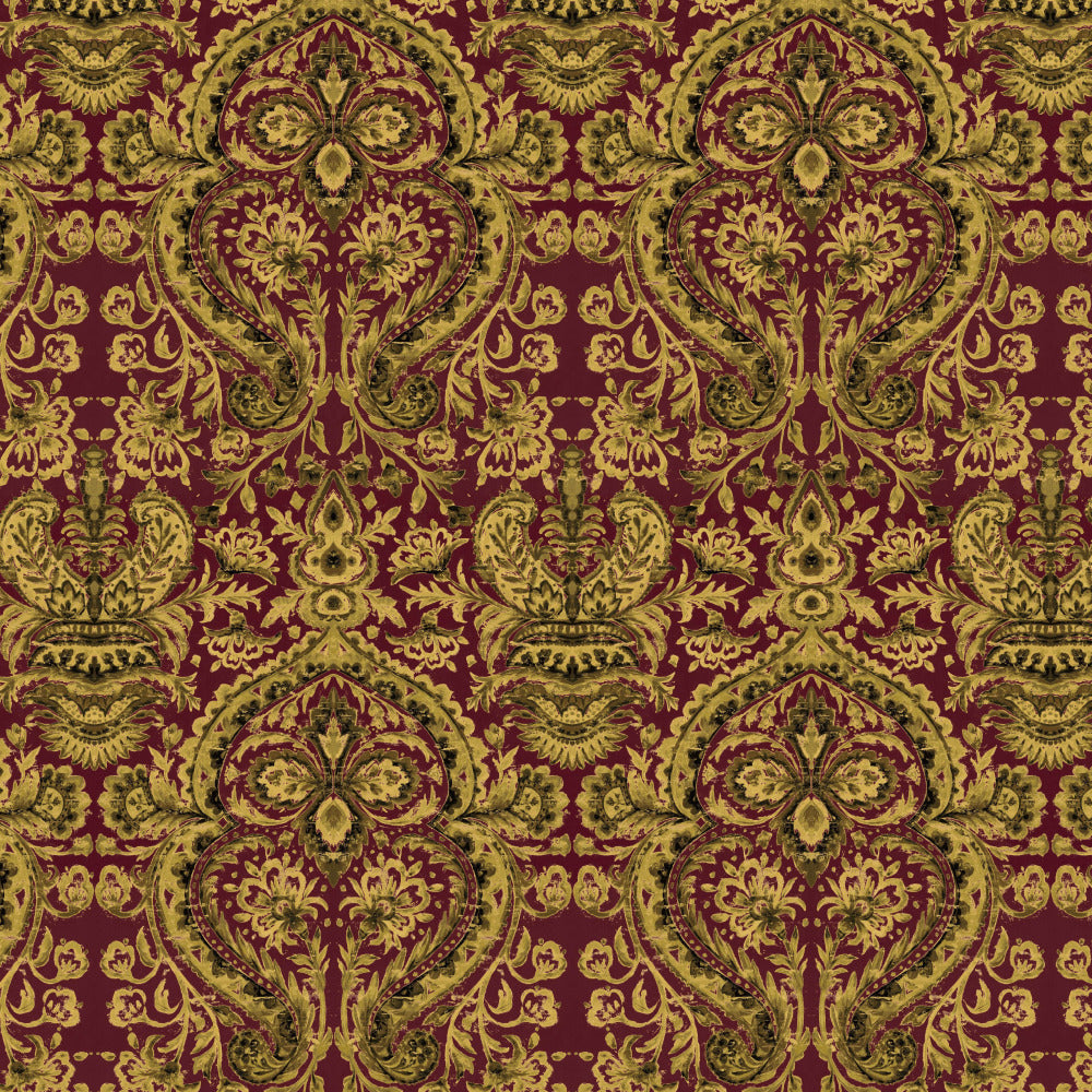 Mallion & Knowles Grosvenor Crimson/Gold Fire Retardant Curtains