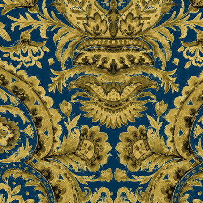 Mallion & Knowles Grosvenor Sapphire/Gold Fire Retardant Curtains texture detail