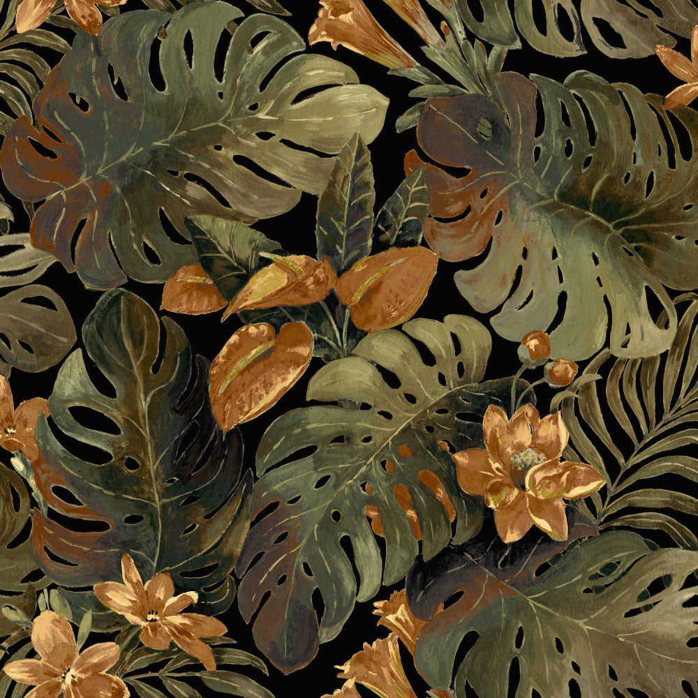 Mallion & Knowles Hawaii Rust/Olive Fire Retardant Curtains texture detail