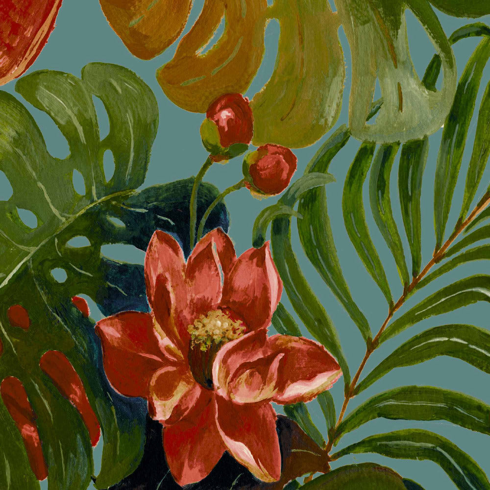 Mallion & Knowles Hawaii Scarlet/Jade Fire Retardant Curtains texture detail