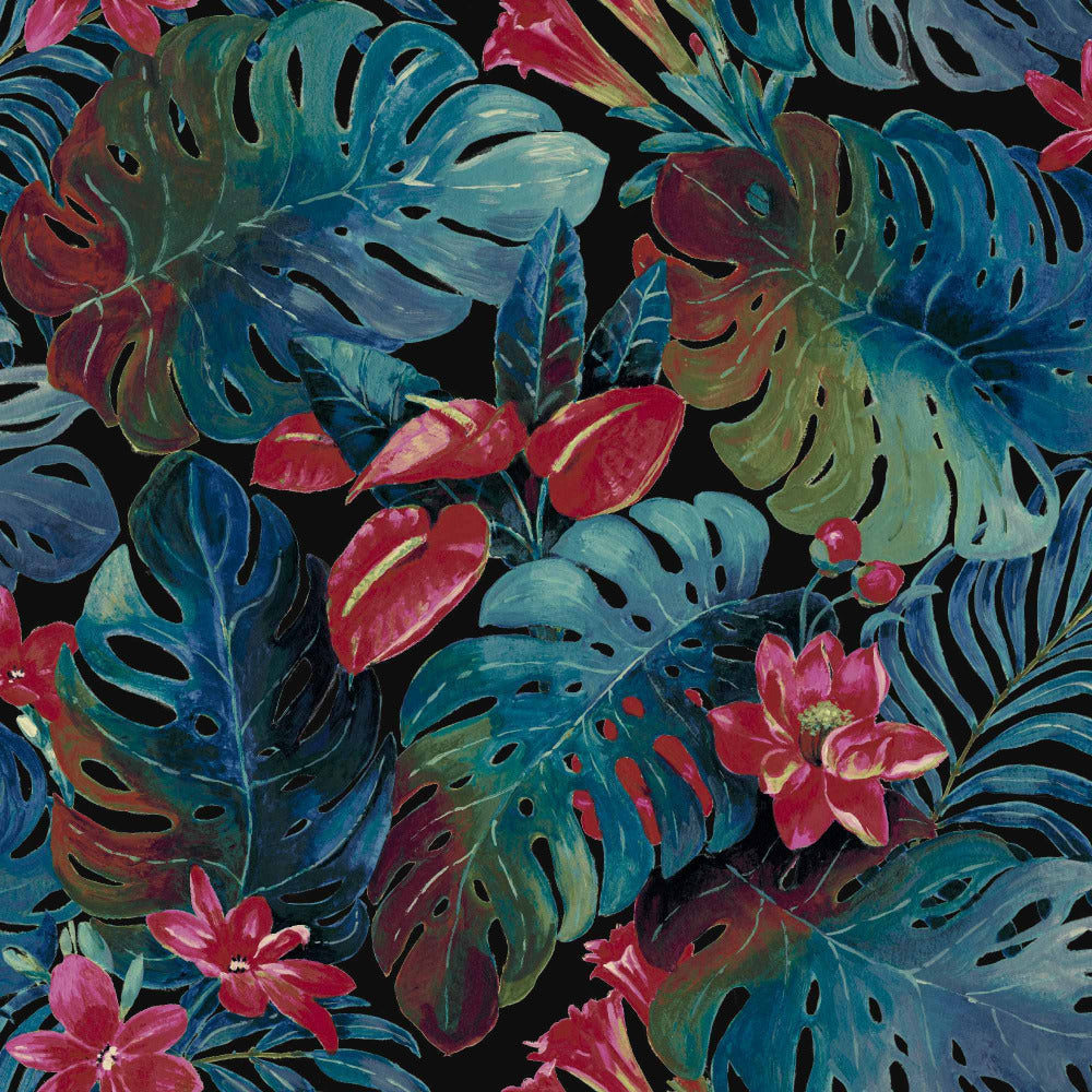Mallion & Knowles Hawaii Scarlet/Sapphire Fire Retardant Curtains