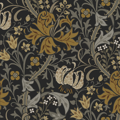 Mallion & Knowles Honeysuckle Gold-Charcoal Fire Retardant Curtains texture detail