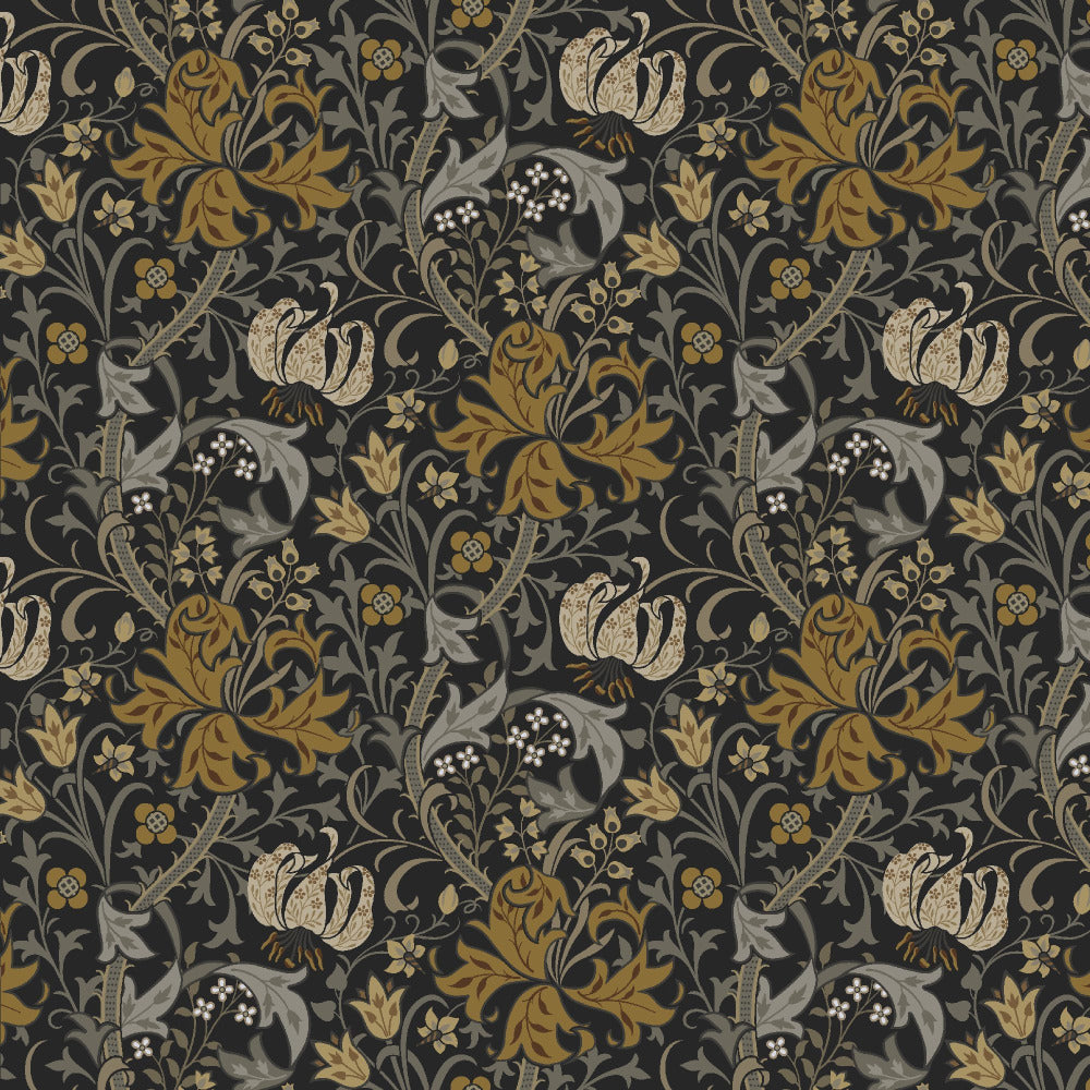 Mallion & Knowles Honeysuckle Gold-Charcoal Fire Retardant Curtains