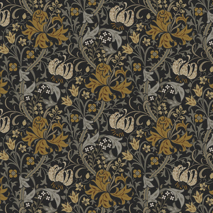 Mallion & Knowles Honeysuckle Gold-Charcoal Fire Retardant Curtains