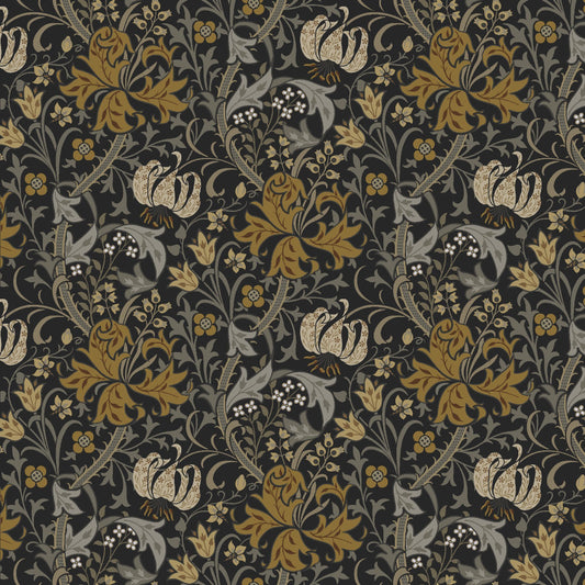 Mallion & Knowles Honeysuckle Gold-Charcoal Fire Retardant Curtains