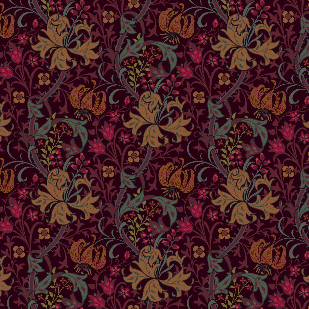 Mallion & Knowles Honeysuckle Peach-Plum Fire Retardant Curtains