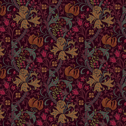 Mallion & Knowles Honeysuckle Peach-Plum Fire Retardant Curtains