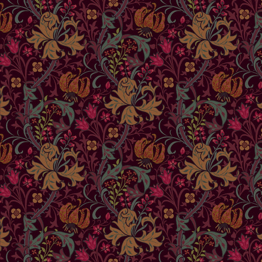 Mallion & Knowles Honeysuckle Peach-Plum Fire Retardant Curtains